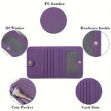 Snap Closure PU Leather Wallet: Multi-Slot, ID Window & Coin Pocket - Compact, Secure & Stylish