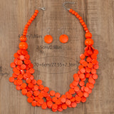 1 Pair Of Earrings + 1 Necklace Boho Style Jewelry Set Made Of Wooden Plates Match Daily Outfits Pick A Color U Prefer