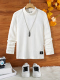 Kid's Casual Turtleneck Sweater, Cable Knit Pullover, Causal Long Sleeve Top, Boy's Clothes For Spring Fall Winter