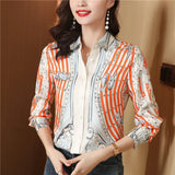 Fashion Plus Size Shirts Designer Tops Women's Lapel Runway Button Shirt Long Sleeve Spring Autumn Winter Office Ladies Printed Blouses Back to School Top