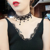 5pc Gothic Steampunk Choker Necklaces Set For Women Elegant Pedant Design Black Lace Collar Necklace Jewelry, Punk Style Festive Costume Accessories