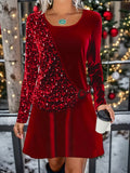 Sequin Decor Long Sleeve Dress, Stylish Crew Neck Dress, Women's Clothing