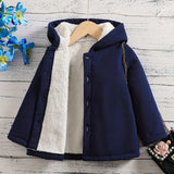 Hooded Fleece Jacket With Button Casual Long Sleeve Hoodies For Autumn And Winter, Everyday