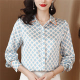 Women's Designer Floral Printed Shirt With Neck Bow Plus Size Elegant Long Sleeve Office Ladies Runway Silk Button Shirts Sweet Girl Chic Satin Blouses Red Tops