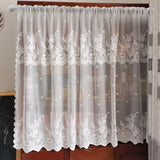 1pc Delicate Lace Small Flower Curtain Tier - Elegant Rod Pocket Design for Fresh Decor, Blocks Cabinet View, Perfect for Living Room, Bedroom, Kitchen, Window and Door Decoration