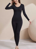 Seamless Thermal Underwear Set for Women - Ultra-Soft, High Stretch, Anti-Static Base Layer with Long Sleeve Crew Neck Top & Pants