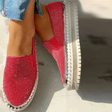 deanwangkt - Silver Casual Patchwork Rhinestone Round Comfortable Out Door Flats Shoes