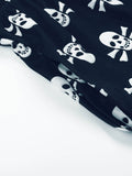 Men's Skull Pattern Casual Comfy Pants, Loose Stretchy Home Pajamas Bottom