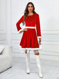 Festive Ladies' Christmas Costumes for Adults - Holiday Party Outfits with Bursting Beads, Santa Claus Performance, and Belt Decorations - Perfect for Ladies' Night Out