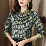 Fashion Plus Size Shirts Designer Tops Women's Lapel Runway Button Shirt Long Sleeve Spring Autumn Winter Office Ladies Printed Blouses Back to School Top