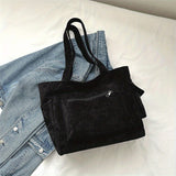 deanwangkt  Large Capacity Corduroy Tote Bag, Minimalist All-Match Handbag, Daily Use Bag For Students, Office Shoulder Bag