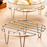 1pc Premium Round Stainless Steel Cooking Rack - Fish Poachers with High Foot Steaming, Four-Cornered, Kitchen Tools, and Supplies for Healthy Meal Preparation