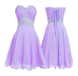 Solvbao Beautiful Light Purple Beaded Homecoming Dress, Short Chiffon Prom Dress