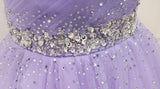 Solvbao Lovely Light Purple Beaded Short Party Dress, Off Shoulder Homecoming Dress