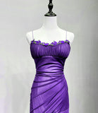 Solvbao Purple Long Straps Scoop Vintage Evening Dress, Purple Formal Dress Prom Dress