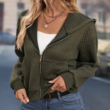 Zip Up Hoodie, Casual Solid Long Sleeve Versatile Jacket, Women's Clothing