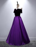 Solvbao Beautiful Purple and Black Long Party Dress, Off Shoulder Prom Dress