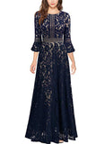 European and American New Summer  New Three-Quarter Sleeve Dress Hollow Lace Slim Lace Evening Dress