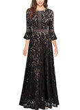 European and American New Summer  New Three-Quarter Sleeve Dress Hollow Lace Slim Lace Evening Dress