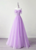 Solvbao Light Purple A-line Sweetheart Tulle Formal Dress, Light Purple Long Prom Dress