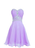 Solvbao Beautiful Light Purple Beaded Homecoming Dress, Short Chiffon Prom Dress