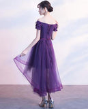 Solvbao Dark Purple High Low New Party Dress, Purple Homecoming Dress