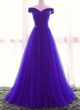 Solvbao Beautiful Purple A-line Long Off Shoulder Prom Dress, New Prom Dress