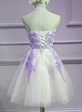 Solvbao Lovely Sweetheart White Tulle with Purple Lace, Cute Party Dress