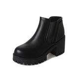 Size 41 Autumn and Winter British Martin Boots Low-Cut Chunky Heel High Heel Women's Ankle Boots round Toe Waterproof Platform Elastic Ankle Boots Wholesale