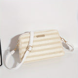 Woven Elegant Crossbody Bag, Zipper Holiday Vacation Beach Bag With Adjustable Strap