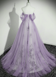 Solvbao A-line Light Purple Beaded Sweetheart Evening Dress, Light Purple Prom Dress