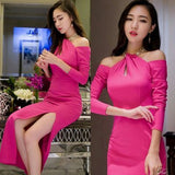 Small Dress New New Korean Style Elegant Sexy off-Shoulder Long Dress Slim Halter Dress Women