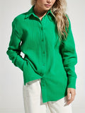 Solid Simple Shirt, Casual Button Front Long Sleeve Shirt, Women's Clothing