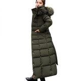 Long cotton-padded women's clothing European and American big fur collar winter coat loose belt cotton-padded clothes new thickened down cotton-padded jackets