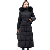 Long cotton-padded women's clothing European and American big fur collar winter coat loose belt cotton-padded clothes new thickened down cotton-padded jackets