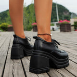 deanwangkt - Black Casual Frenulum Solid Color Round Out Door Wedges Shoes (Heel Height 3.94in)