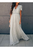 2020 summer new 2025 Popular trade women's clothing  V-neck short sleeve hollow sexy lace dress