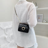 Mini Metal Chain Quilted Flap Crossbody Bag, PU Leather Classic Bag, Fashion Versatile Shoulder Bag