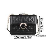 Mini Metal Chain Quilted Flap Crossbody Bag, PU Leather Classic Bag, Fashion Versatile Shoulder Bag