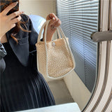 Mini Straw Woven Crossbody Bag, Summer Beach Shoulder Bag, Women's Casual Handbag & Bucket Purse For Travel