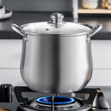 1pc Durable Stainless Steel Soup Pot - Extra-Deep, Family-Sized Cooker for Hearty Soup, Porridge & Stew - Multi-Functional, Quick-Heating, Electromagnetic & Gas Stove Compatible