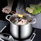 1pc Durable Stainless Steel Soup Pot - Extra-Deep, Family-Sized Cooker for Hearty Soup, Porridge & Stew - Multi-Functional, Quick-Heating, Electromagnetic & Gas Stove Compatible