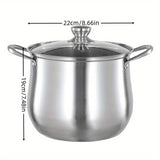 1pc Durable Stainless Steel Soup Pot - Extra-Deep, Family-Sized Cooker for Hearty Soup, Porridge & Stew - Multi-Functional, Quick-Heating, Electromagnetic & Gas Stove Compatible