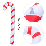 Giant 35" Inflatable Candy Cane Balloon - Ideal for Christmas & Holiday Decor, Indoor/Outdoor Use, Red & White