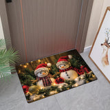 Non-Slip Christmas Snowman Doormat - Machine Washable, Low Pile, Polyester, Fade Resistant, Flat Woven Fabric, Indoor Holiday Mat for Kitchen, Living Room, Bedroom, Bathroom