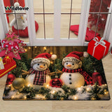 Non-Slip Christmas Snowman Doormat - Machine Washable, Low Pile, Polyester, Fade Resistant, Flat Woven Fabric, Indoor Holiday Mat for Kitchen, Living Room, Bedroom, Bathroom