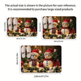 Non-Slip Christmas Snowman Doormat - Machine Washable, Low Pile, Polyester, Fade Resistant, Flat Woven Fabric, Indoor Holiday Mat for Kitchen, Living Room, Bedroom, Bathroom