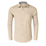 DEANWANGKT 2025 men's linen shirt men's autumn and winter long-sleeved shirt Popular trade large size men's jacket shirt wholesale