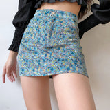 deanwangkt - Jessa Floral Corduroy Skirt