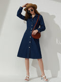 deanwangkt-1  Blue Single Breasted Button Denim Dress, Long Sleeves Slant Pockets Lapel Denim Dress, Women's Denim Clothing